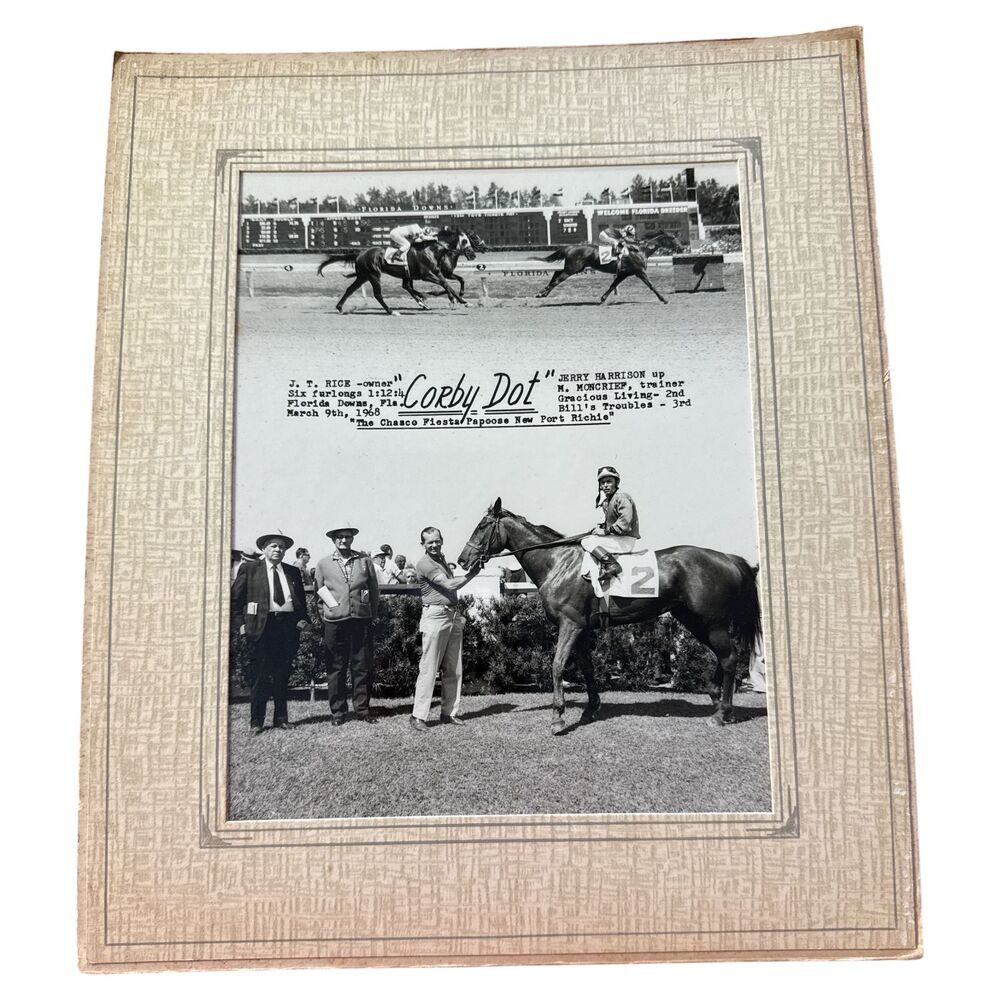 1968 Corby Dot Horse Racing Photo Florida Downs Winner’s Circle Tampa Bay 8x10